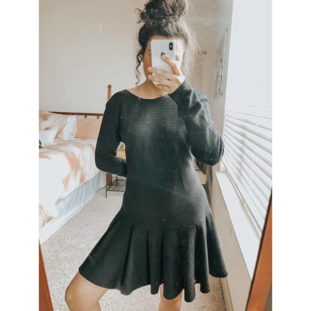 Kenzo Black Long-Sleeve Mini Dress